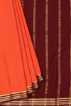 Pure Mysore Crepe Silk Saree -Rustorange And Chololate Brown-PF79543