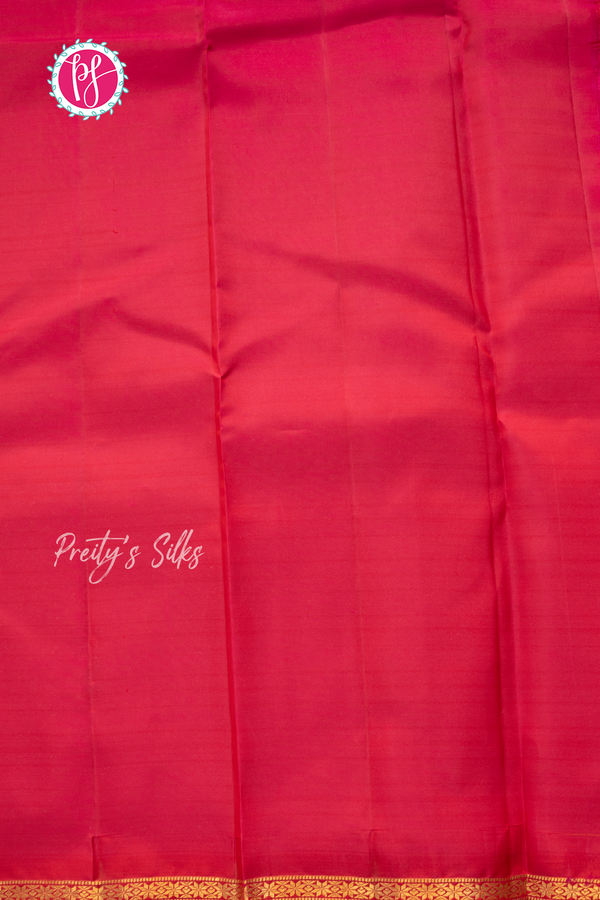 Half Pure Kanchipuram Silk Saree -Yellow with Red-PA56648