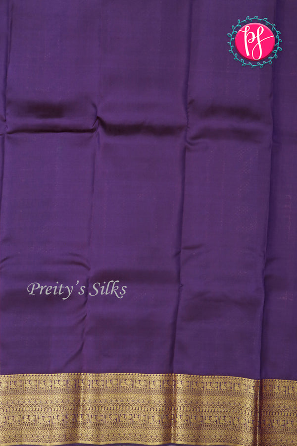 Half Pure Kanchipuram Silk Saree-Dark Magenta And Dark purple-PA25832