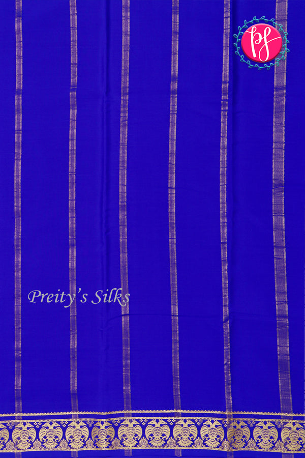 Pure Mysore Crepe Silk Saree-Gandaberunda Border-Royalblue-PA26362