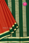 Pure Mysore Crepe Silk Saree -Red And BottleGreen-PF860498