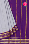 Pure Mysore Crepe Silk Saree-Grey And Purple-PA29028