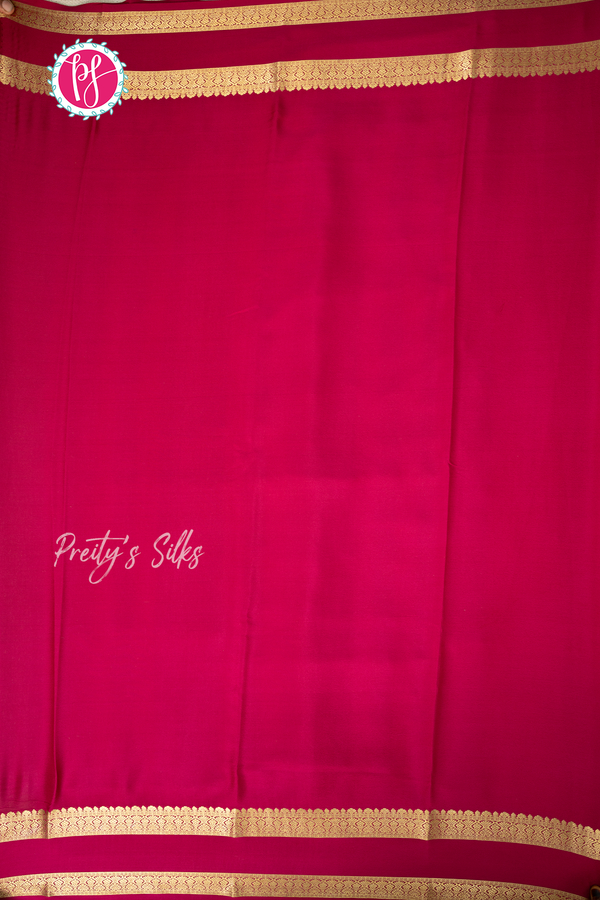 Pure Mysore Crepe Silk Saree-Pistagreen And Darkpink-PA56208
