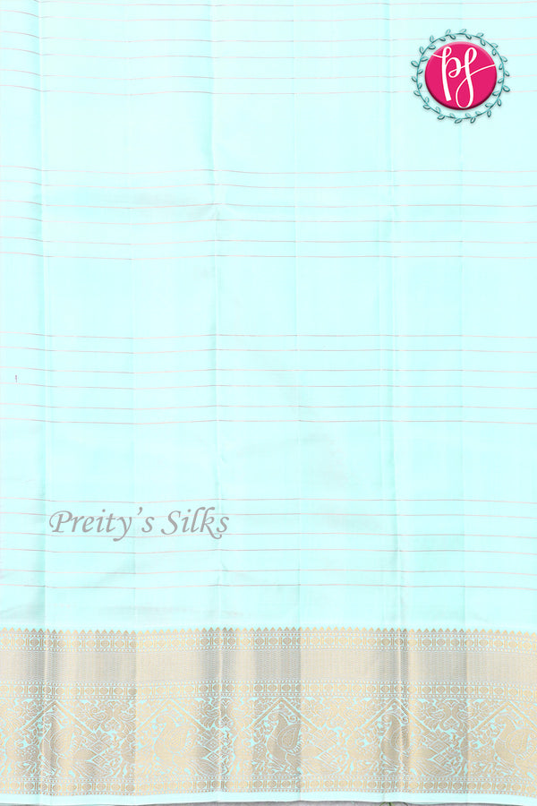 Pure Kanchipuram Silk Saree-Rust Orange with Sea Green-PF81307