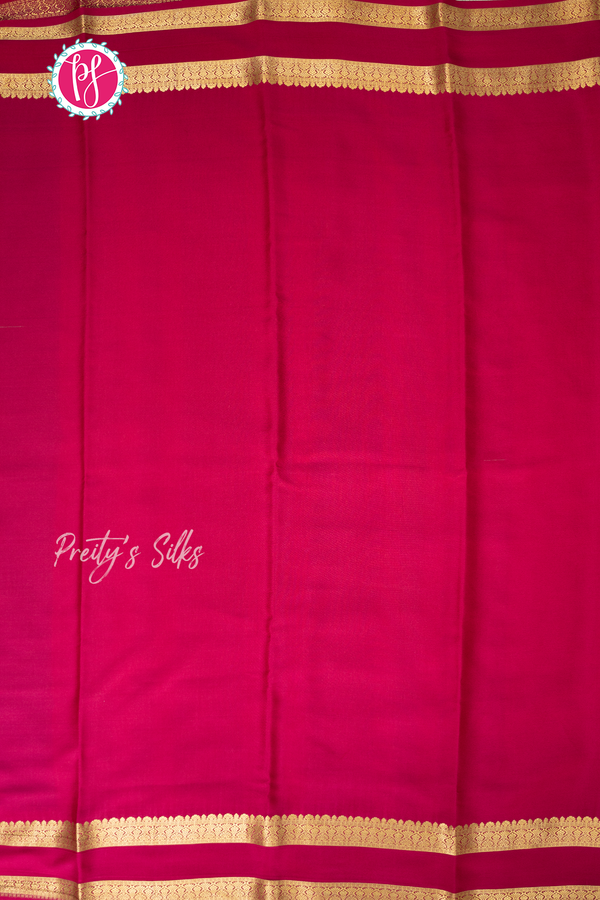 Pure Mysore Crepe Silk Saree-Royalblue And Pink-PA56208