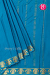 Pure Mysore Crepe Silk Saree-Gandaberunda Border-Tealblue-PF84405