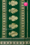 Pure Mysore Crepe Silk Saree-Mustardyellow And Darkgreen-PeacockBorder-PA26542