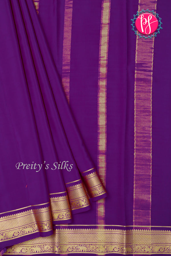 Pure Mysore Crepe Silk Saree-Purple-PF20850