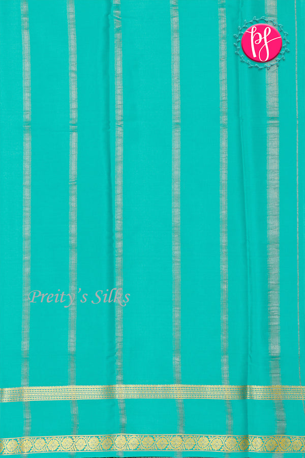 Pure Mysore Crepe Silk Saree-Navyblue And Seagreen-PA22264