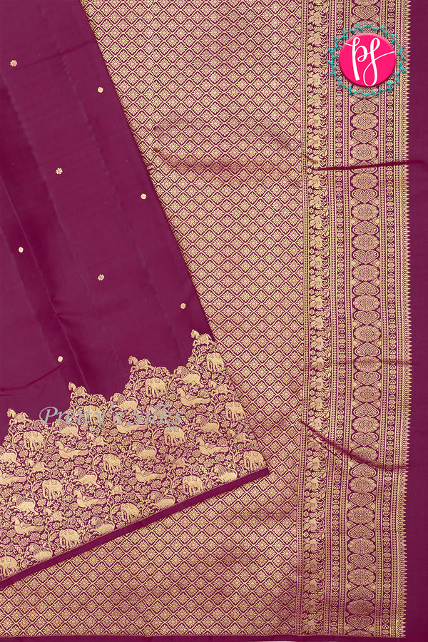 Pure Kanchipuram Silk Saree-Wine-PA27253