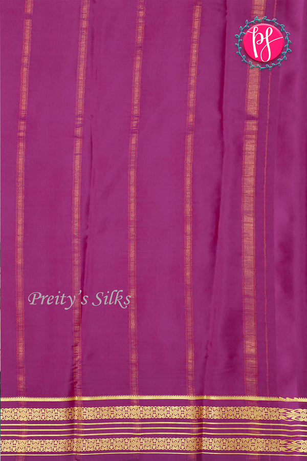 Pure Mysore Crepe Silk Saree-Olivegreen And Purple-PA29023