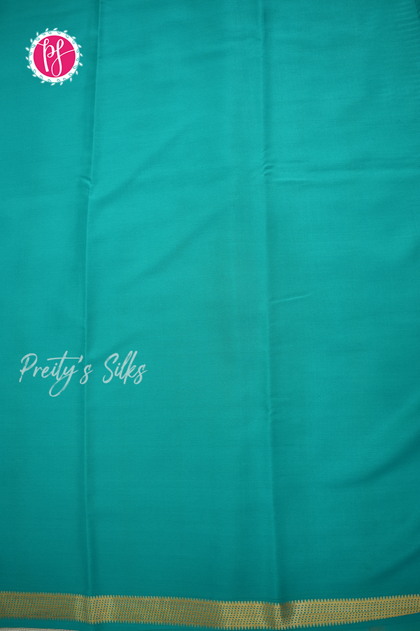 Pure Mysore Crepe Silk Saree-Navyblue And Tealblue-PA56111