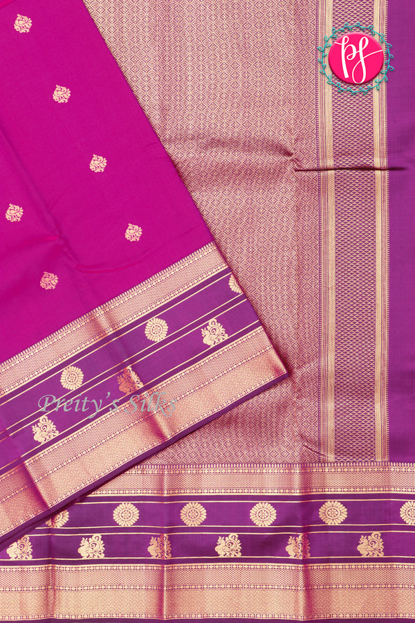 Pure Kanchipuram Silk Saree-Mejantapink-PA27124