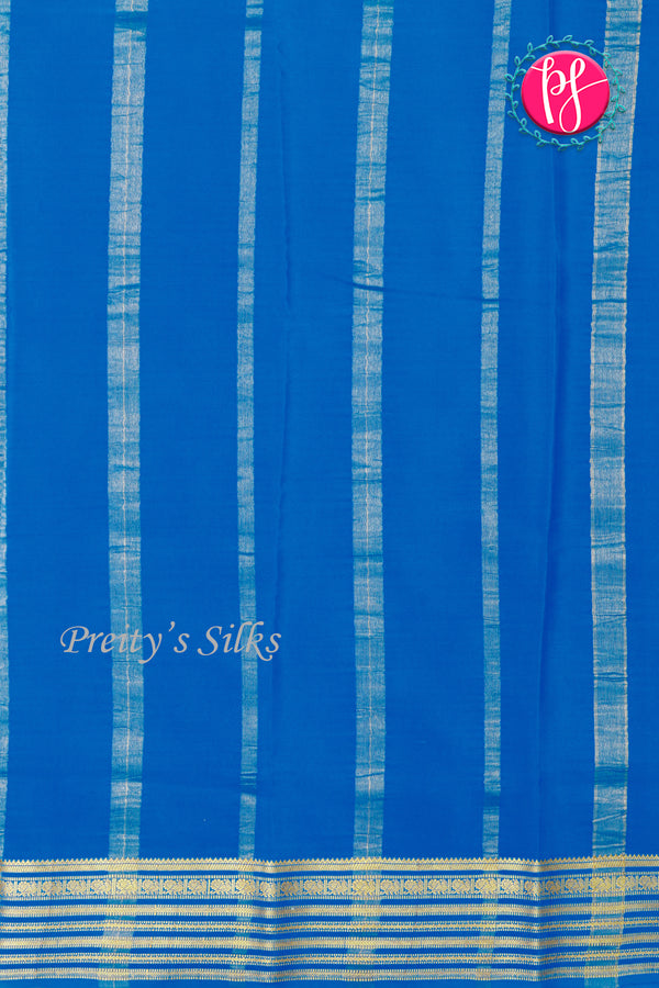 Pure Mysore Crepe Silk Saree -Royalblue And Tealblue-PA47018