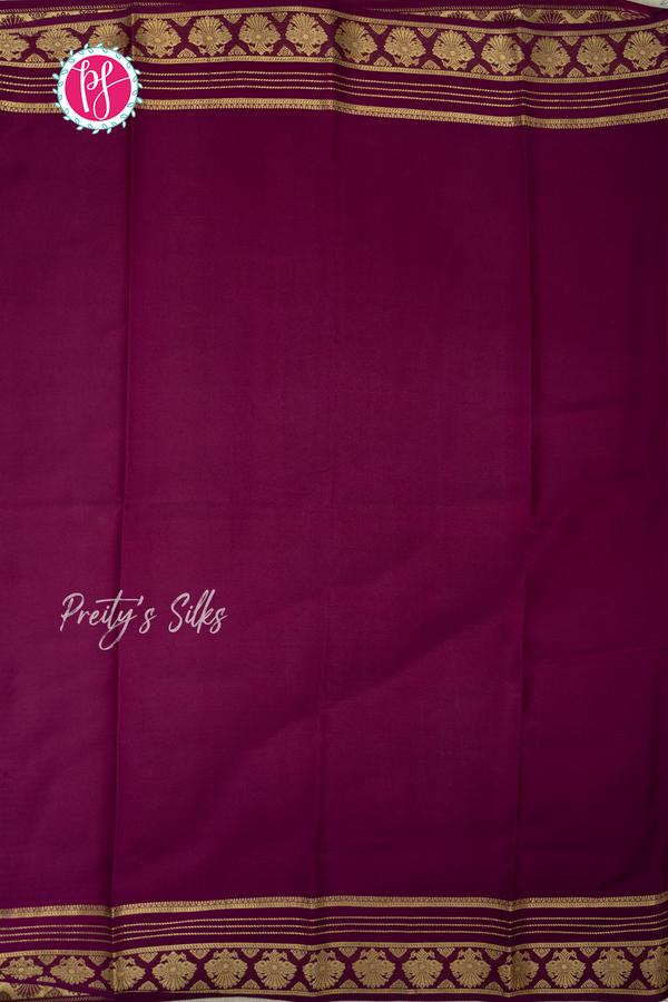 Pure Mysore Crepe Silk Saree-LavenderAnd Wine-PA56162