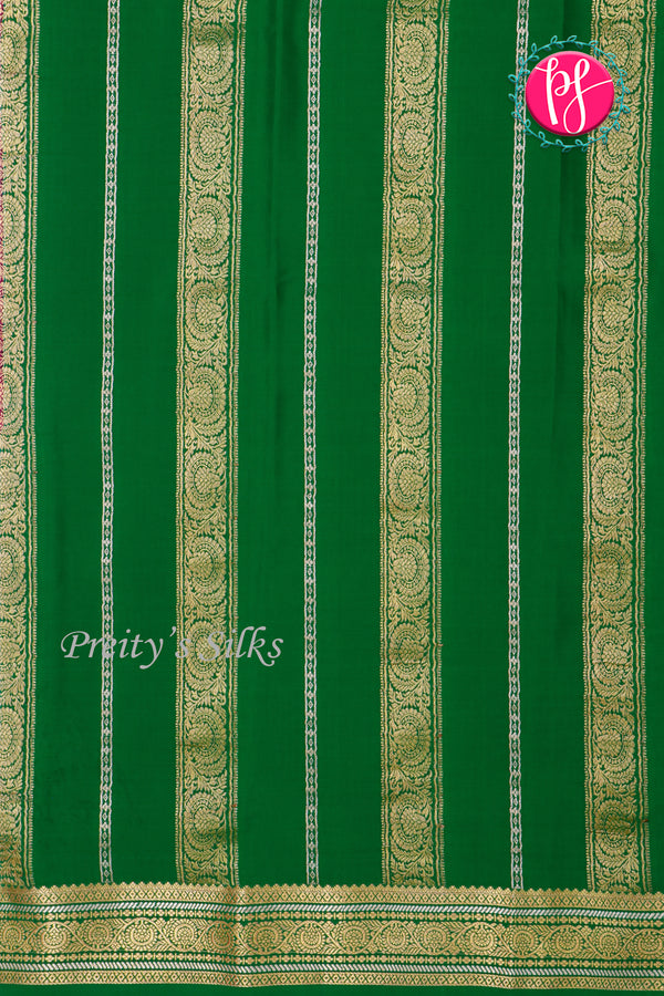 Pure Mysore Crepe Silk Saree-Mejentapink And Green-PA46766