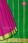 Pure Mysore Crepe Silk Saree -Pink And Green-PF82724
