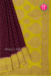 Pure Banarasi Crepe Silk Saree-Deepwine And Mustardyellow-PA22100