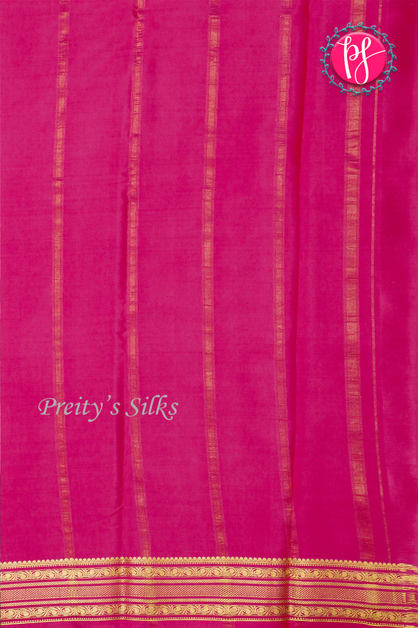 Pure Mysore Crepe Silk Saree-Yellow And Pink-PA28981