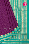Pure Mysore Crepe Silk Saree -Dark Purple And Seagreen-PF86103