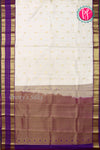 Pure Kanchipuram Silk Saree-White And Navyblue-PA23514