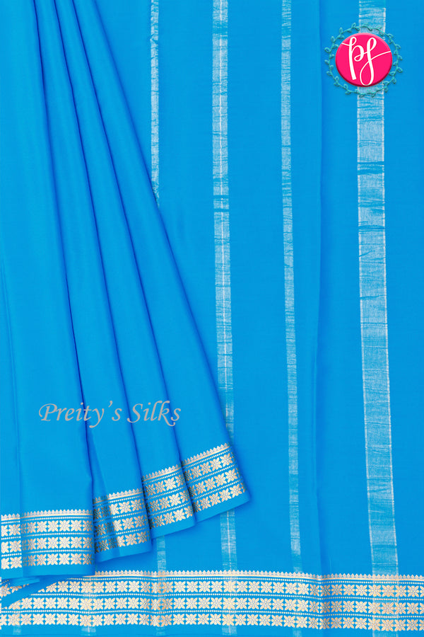 Pure Mysore Crepe Silk Saree-Skyblue-PA19578