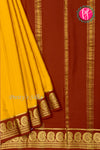 Pure Mysore Crepe Silk Saree-Yellow And Deepmarron-PA20648
