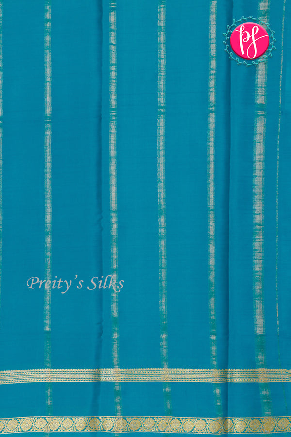 Pure Mysore Crepe Silk Saree-Mustardyellow And Tealblue- PA22264