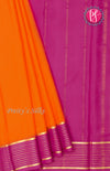 Pure Mysore Crepe Silk Saree With Line Border-Orange And Mejentapink-PF39189