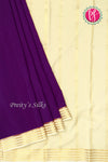 Pure Mysore Crepe Silk Saree -Purple And Creme -PF79543
