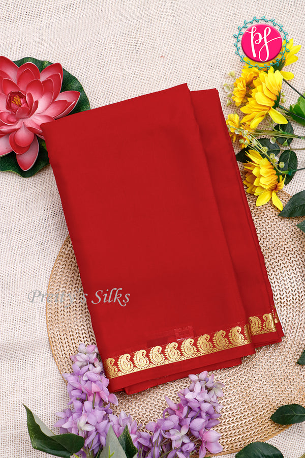 Pure Mysore Crepe Silk Saree-Red-PA21766