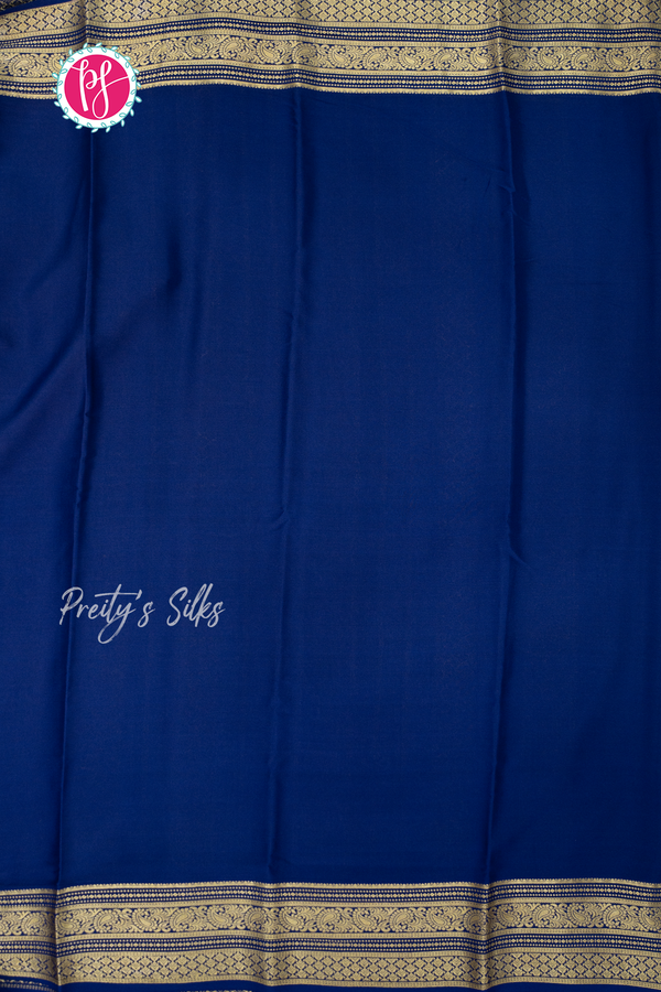 Pure Mysore Crepe Silk Saree-Mauve And Navyblue-PA56143