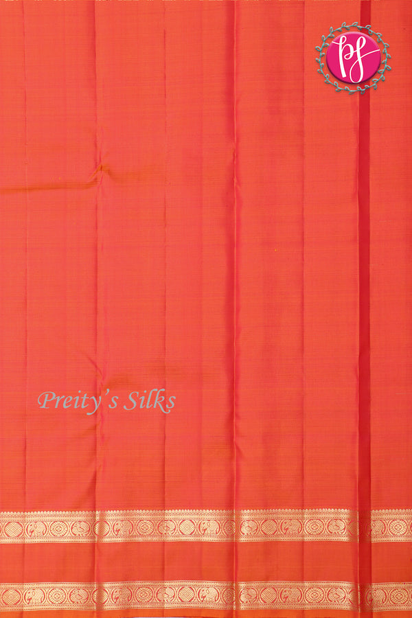 Pure Kanchipuram Silk Saree-Reddish-Orange-PF85020