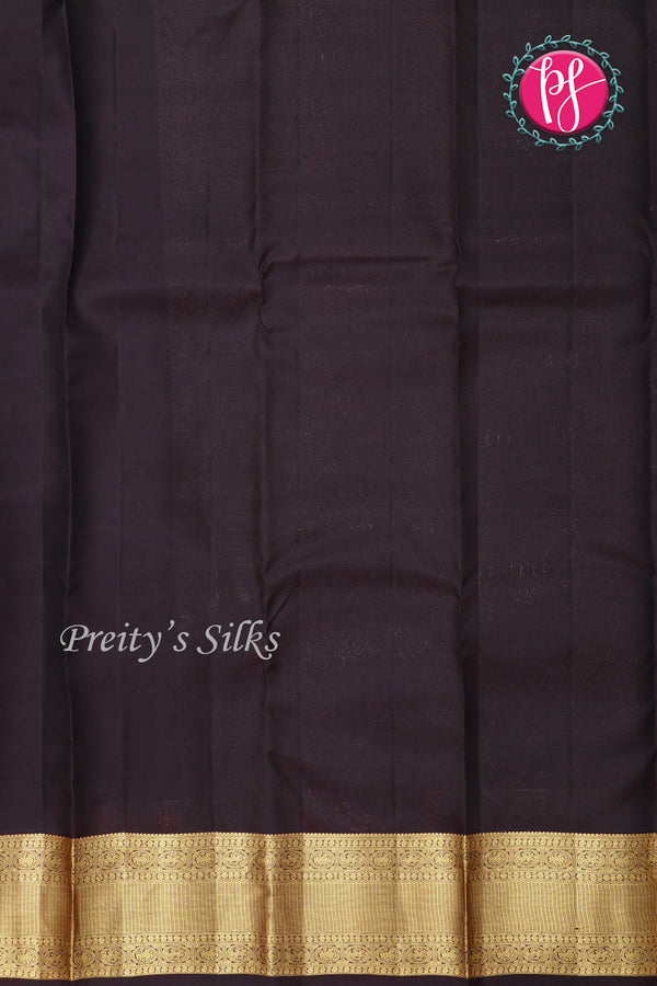 Half Pure Kanchipuram Silk Saree-Deep Eggplant-PF04458