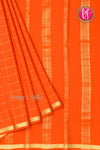 Pure Mysore Crepe Silk Saree (With singlechecks) -Orange-PA10730