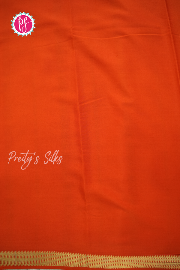 Pure Mysore Crepe Silk Saree-Lightpistagreen And Orange-PA56111