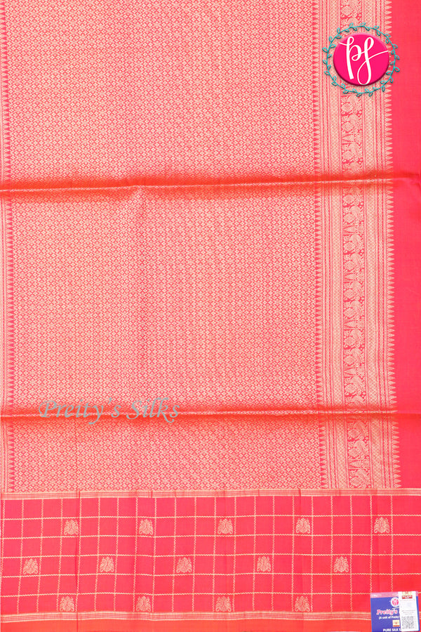 Kanchipuram Soft Silk Saree-Deep Navy Blue And Watermelonpink-PA27323