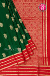 Pure Mysore Crepe Silk Saree -Bottle Green And Red-PA01187