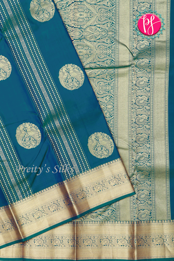 Pure DualShade Kanchipuram Silk Saree-Paecockblue-PA34466