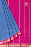 Pure Mysore Crepe Silk Saree -Dark Grey And Pink-PA10650