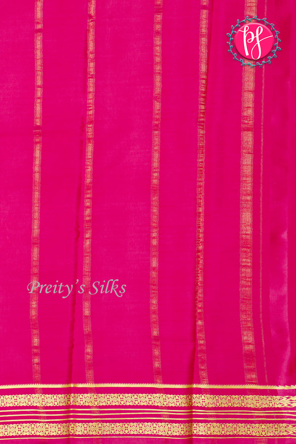Pure Mysore Crepe Silk Saree-Mustardyellow And Pink-PA29027