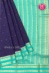 Pure Mysore Crepe Silk Saree -Navyblue And Seagreen-PF86103