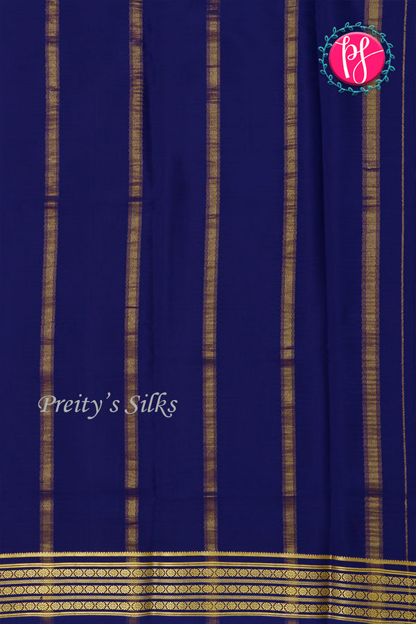 Pure Mysore Crepe Silk Saree-Navyblue- PA33665