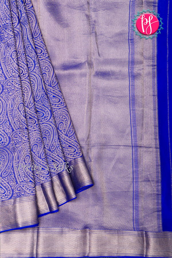 Pure Designer Crepe Silk Saree-Royalblue-PA20203