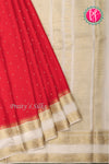 Pure Designer Crepe Silk Saree-Red And Halfwhite-PA20827
