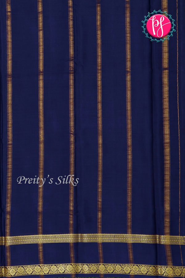 Pure Mysore Crepe Silk Saree-Bluishgrey And Navyblue-PA22264