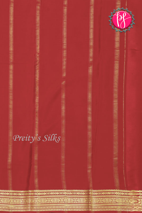 Pure Mysore Crepe Silk Saree- Pastel peach And Brickred-PA28937