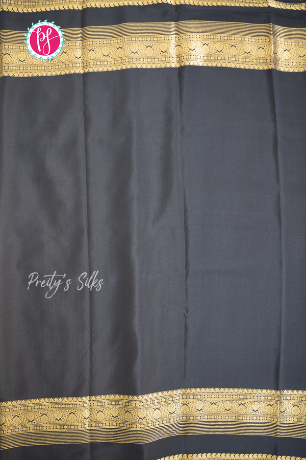 Pure Mysore Crepe Silk Saree-Red And Black-PA