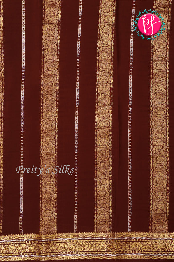 Pure Mysore Crepe Silk Saree-Rustorange And Marron-PA46766