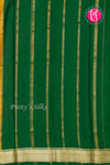 Pure Mysore Crepe Silk Saree-Mustard Yellow And Green-PA28962